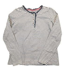 Mini Boden Striped Henley Long Sleeve Top Girls 11-12 Yrs Coastal Preppy